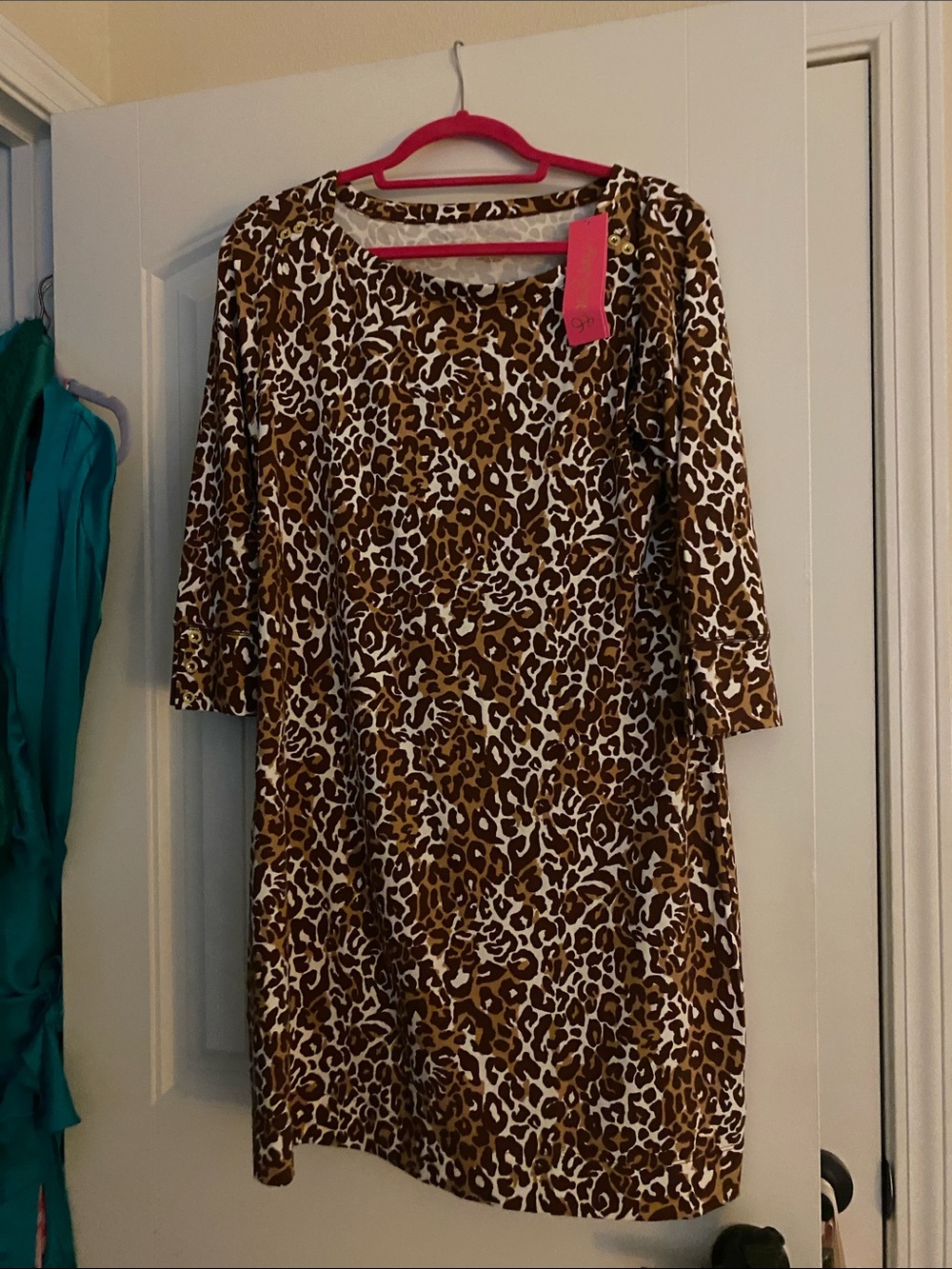 Lilly Pulitzer Brown and Cream Leopard Midi Dress